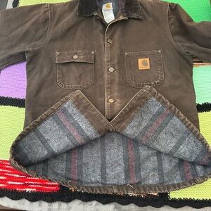 Carhartt Chocolate brown Chore Coat Lined Jacket CO2 DKB Mens Medium